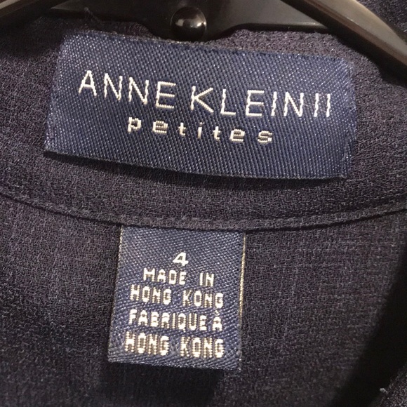 Anne Klein II Navy Textured Button-Up Shirt - Picture 3 of 6